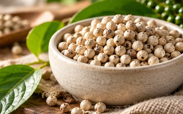 Illustrative white peppercorns